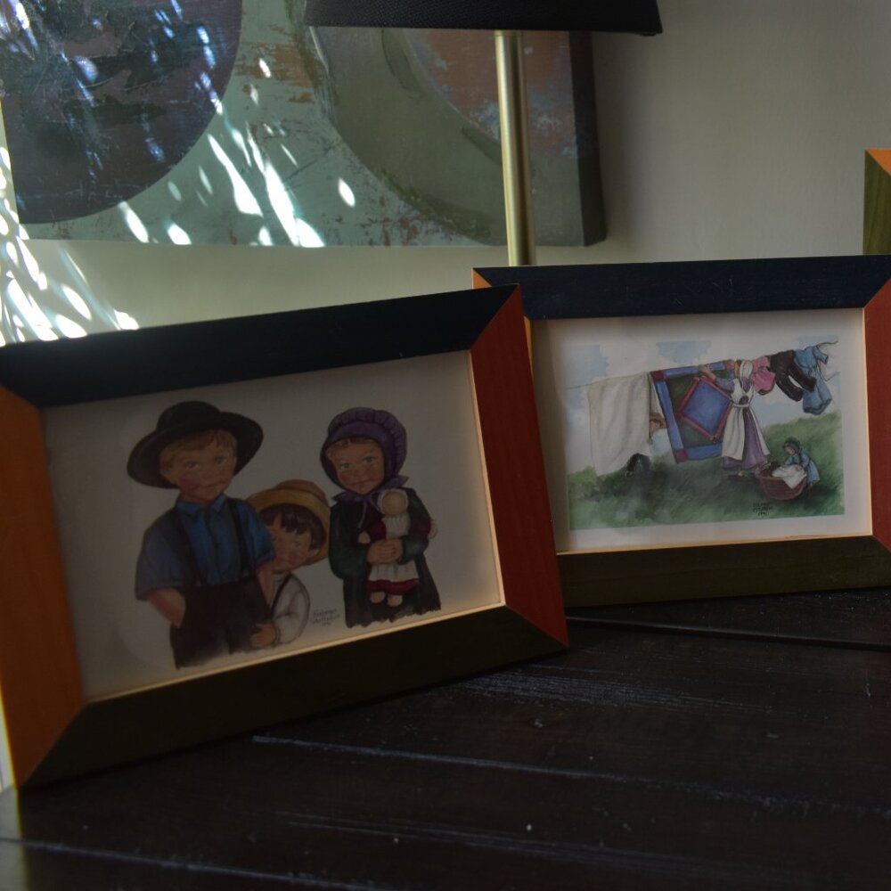 Set of four Freiman Stoltzfus framed 1992 cards artwork